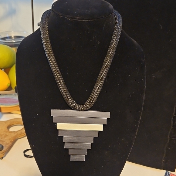 christina brampti Jewelry - Cristina Brampti Elegant Black and Silver Geometric Necklace